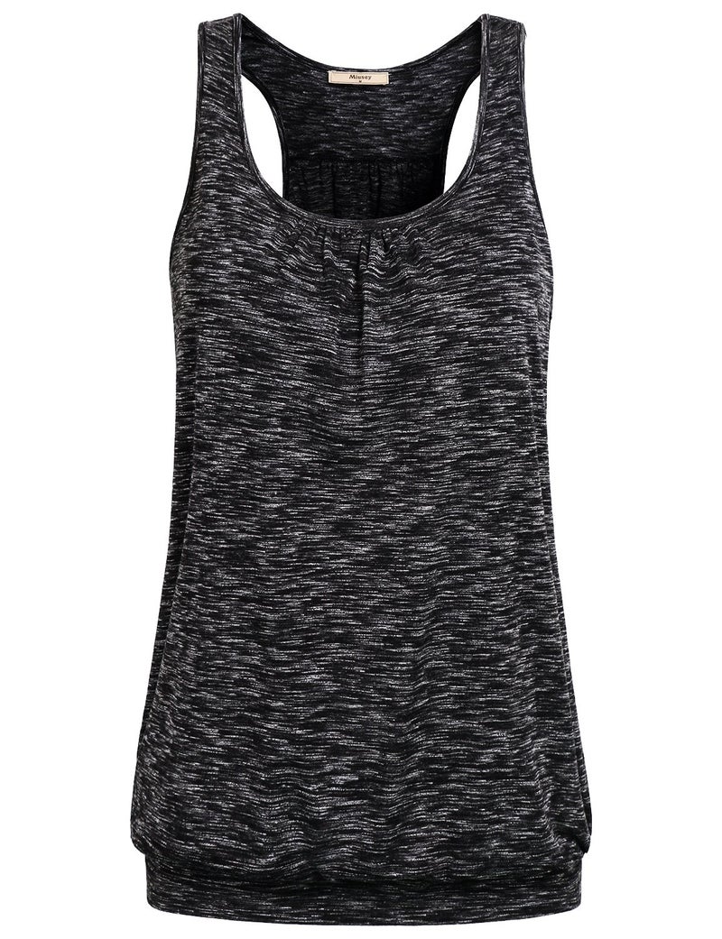 Miusey Workout Tops for Women, Ladies Sleeveless Scoop-Neck Loose Racerback Tank Black M - Image 1